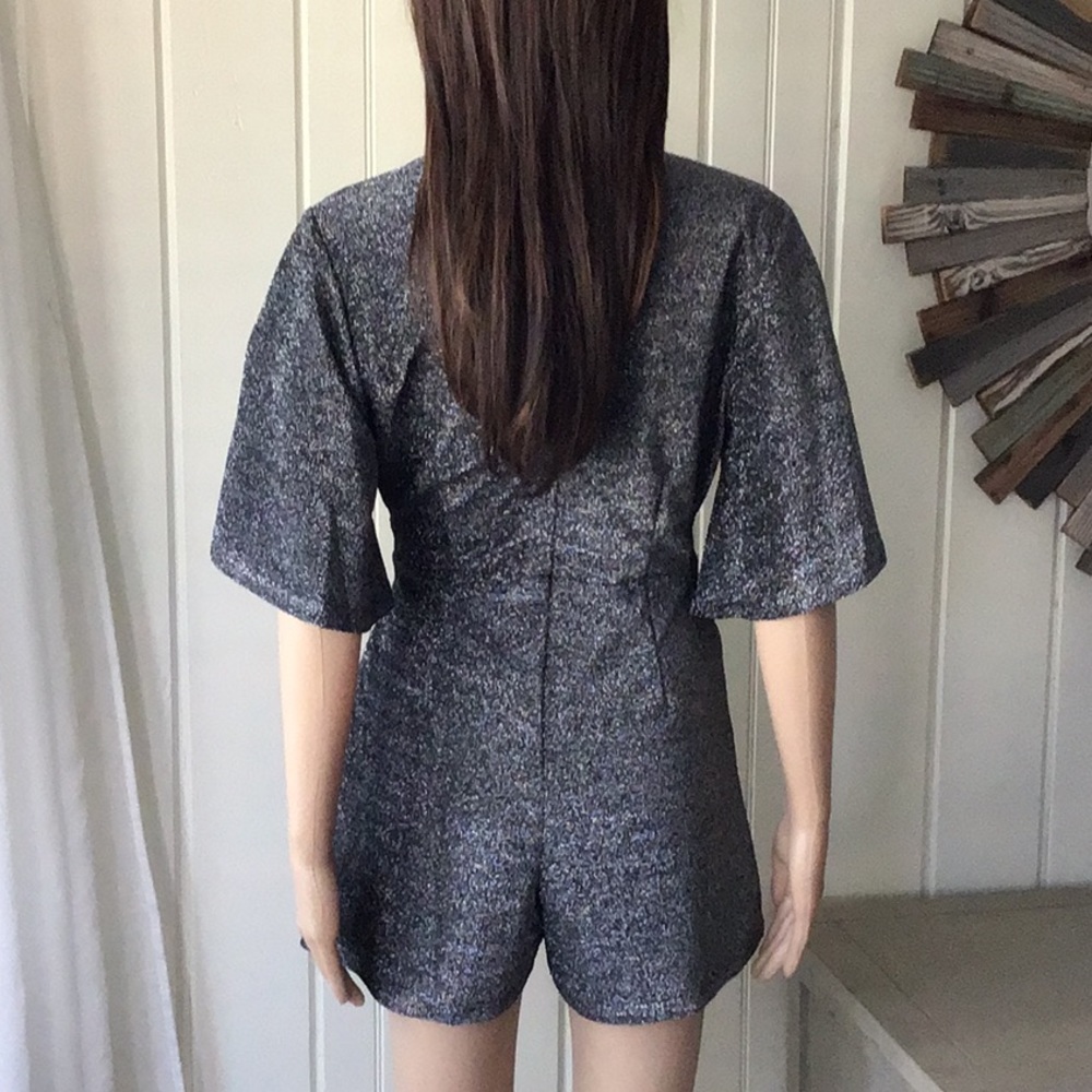 NWT  BEAUTIFUL BLACK/SILVER SHIMMER ROMPER - Picture 2 of 8